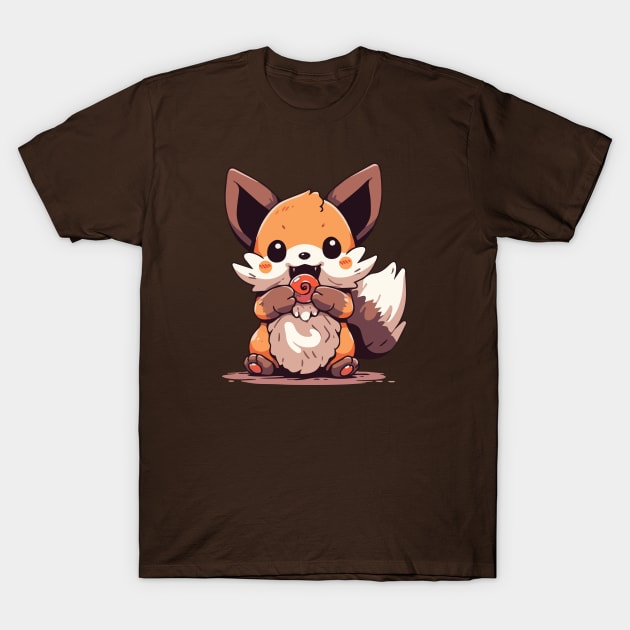 Fox eating a hard candy T-Shirt by etherElric